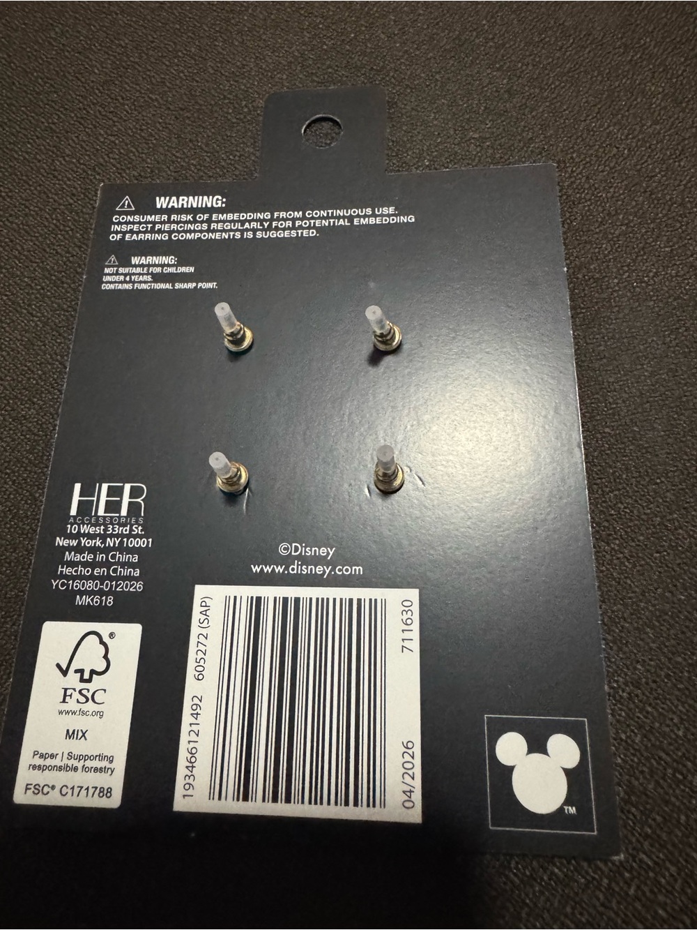 Disney Kids Mickey Mouse Red & Silver Stud Earring Set New Gift - Picture 5 of 7